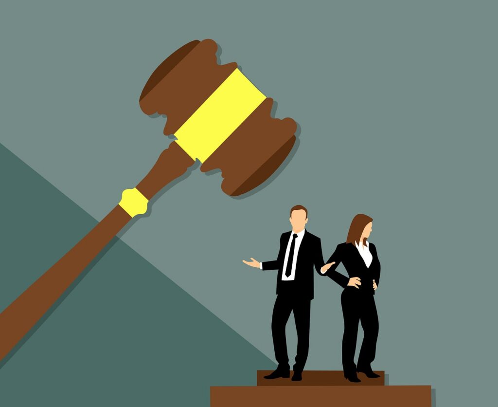 gavel over man and woman