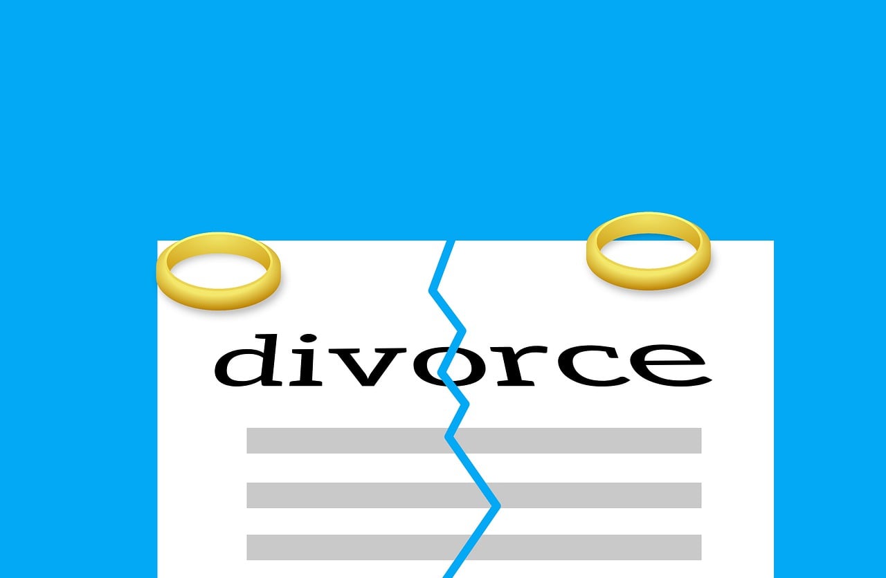 divorce paper and rings